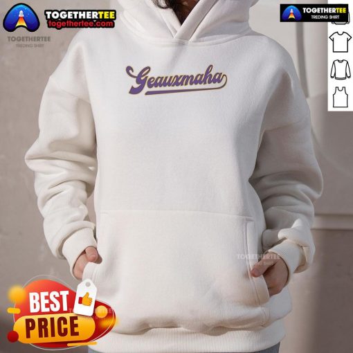 Alt Text: Official LSU Tigers Geauxmaha Hoodie in black with bold LSU logo, perfect for fans supporting their team.
