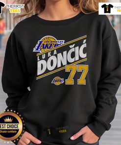Vintage Luka Doncic Los Angeles Lakers sweatshirt featuring player number 77, perfect for basketball fans and collectors.