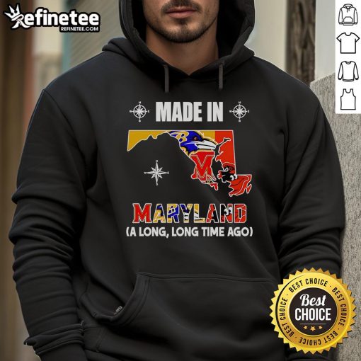 Cozy Official Made in Maryland hoodie featuring 'A Long Long Time Ago' design, perfect for stylish comfort.