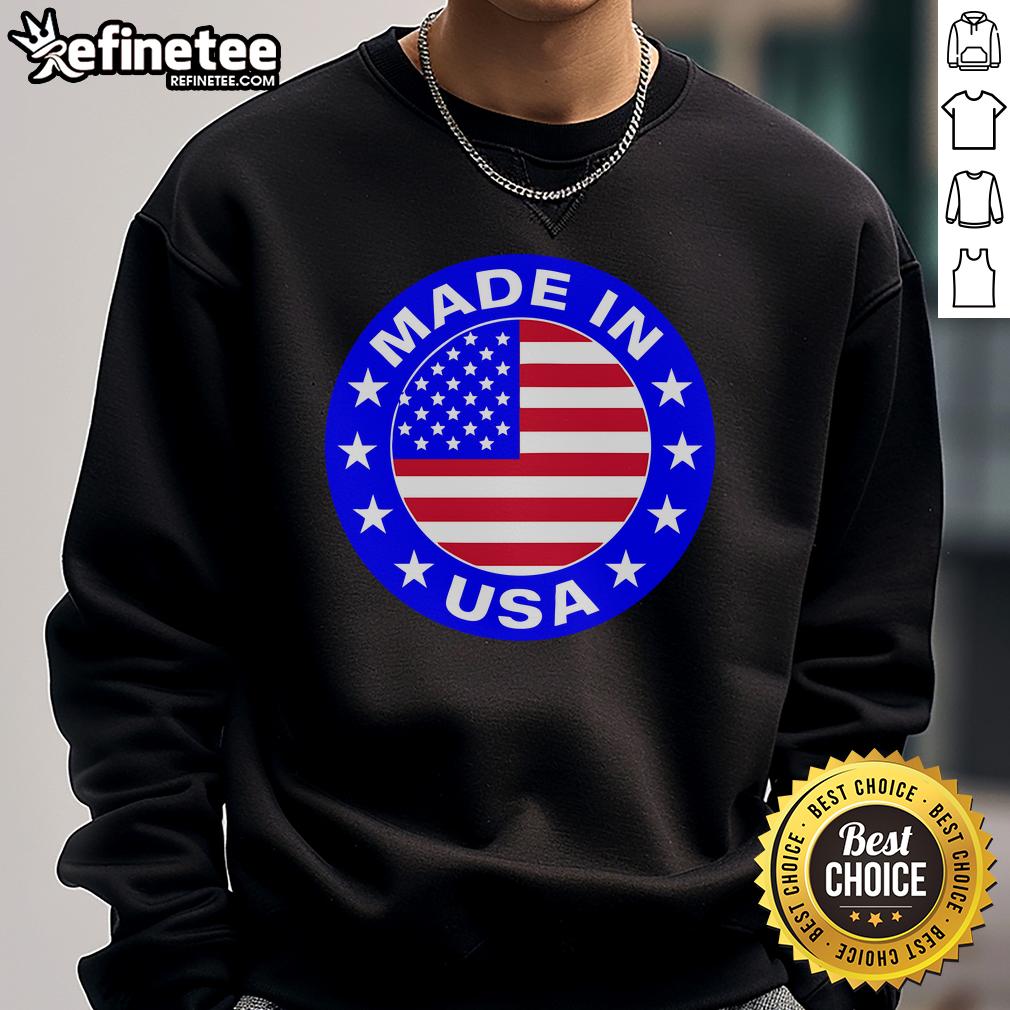 Official Made In The Usa Badge Sweatshirt Official Made in the USA badge sweatshirt featuring a comfortable design and patriotic colors, perfect for casual wear.