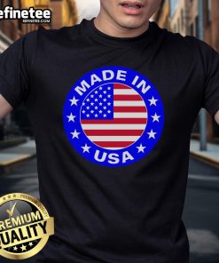 Official Made In The USA Badge T-Shirt featuring a patriotic design and high-quality fabric for comfort and style.