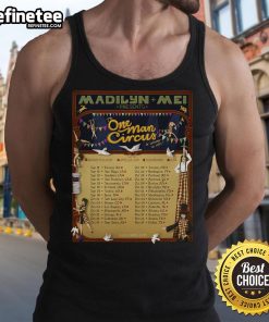 Alt Text: Official Madilyn Mei 'The One Man Circus' tour 2025 poster featuring a vibrant tank top design and circus elements.