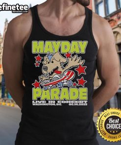 Alt Text: Official Mayday Parade live in concert at Washington DC on June 14, 2025, featuring a fan wearing a tank top.