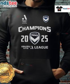 Official Melbourne City Victory Champions A-League 2025 Hoodie showcasing team logo and vibrant colors.