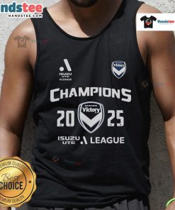 Official Melbourne City Victory Champions A-League 2025 tank top in vibrant colors, perfect for fans and sports enthusiasts.