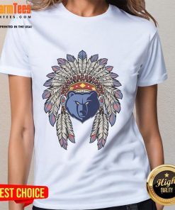 Official Memphis Grizzlies Native American logo on a stylish ladies tee, perfect for fans and casual wear.
