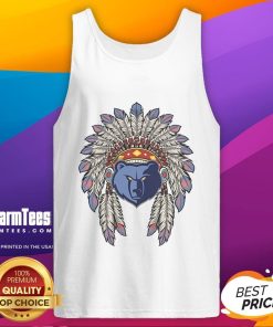Official Memphis Grizzlies Native American logo tank top showcasing team spirit and cultural design.