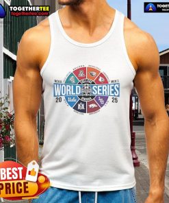 Official Men's College World Series 2025 NCAA Baseball tank top featuring team logos, perfect for fans in Omaha.
