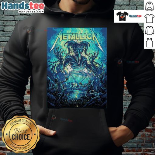 Official Metallica M72 Atlanta venue poster at Mercedes-Benz Stadium for World Tour hoodie design.