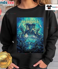Alt Text: Official Metallica M72 Atlanta venue poster at Mercedes-Benz Stadium for world tour sweatshirt design.