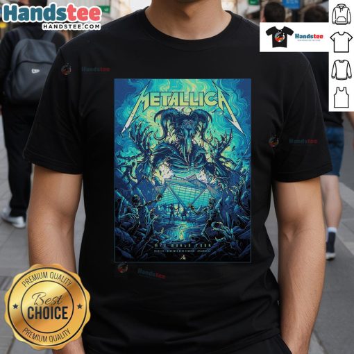 Official Metallica M72 Atlanta venue poster at Mercedes Benz Stadium for World Tour T-Shirt design.