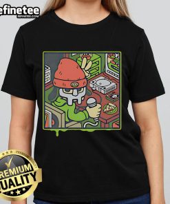 Official MF Doom Parappa the Rapper Ladies Tee featuring vibrant graphics and stylish design for fans of hip-hop culture.