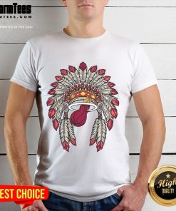 Official Miami Heat Native American Logo T-Shirt featuring vibrant design and team colors, perfect for fans.