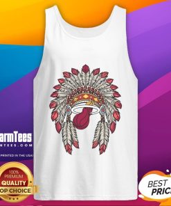 Official Miami Heat Native American logo tank top featuring vibrant design for fans and collectors.