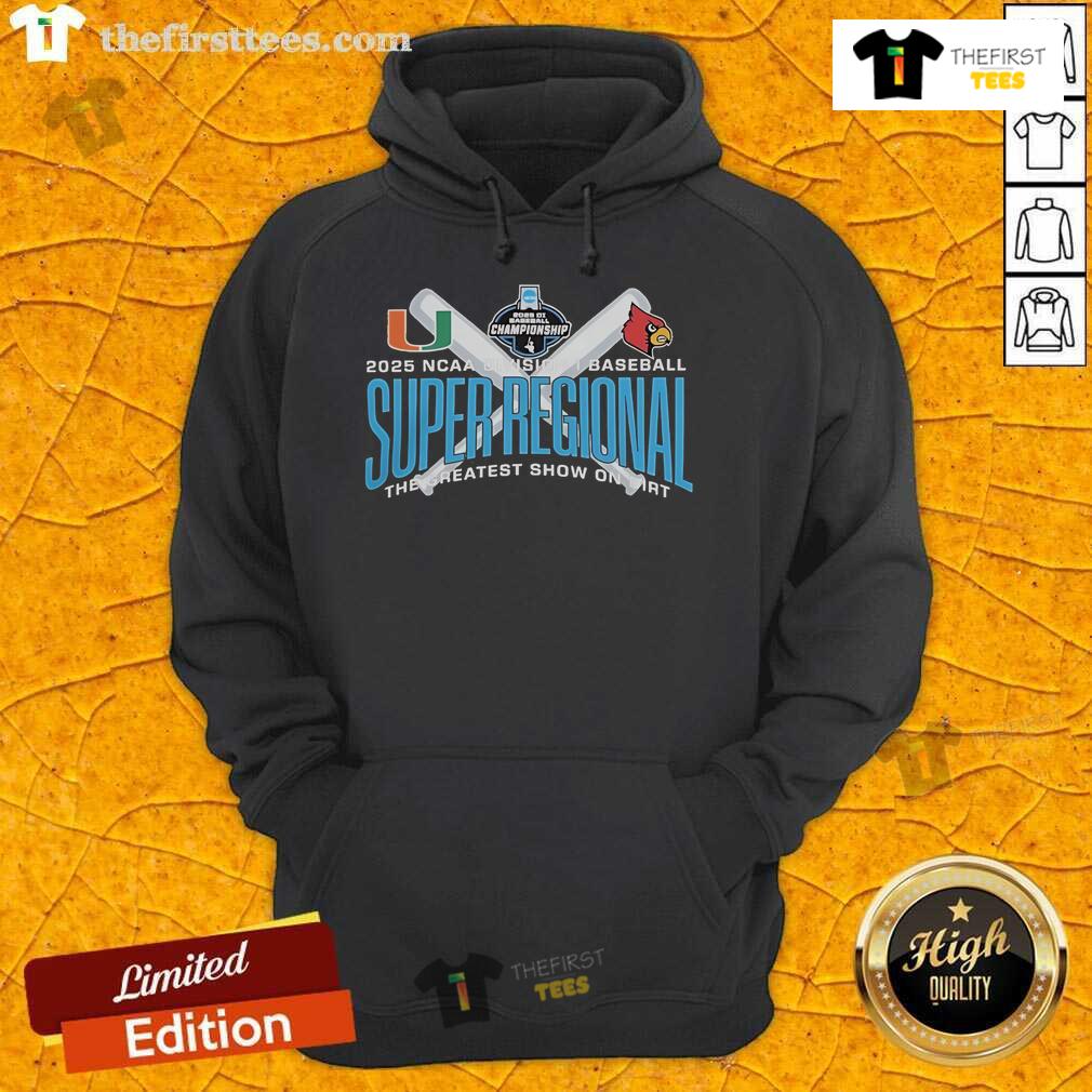 Official Miami Hurricanes Vs Coastal Carolina 2025 NCAA Baseball Super Regional Hoodie Alt Text: Official Miami Hurricanes vs Coastal Carolina 2025 NCAA Baseball Super Regional hoodie, featuring team logos and colors.