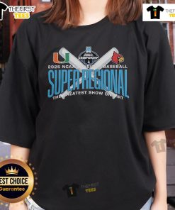 Official Miami Hurricanes vs Coastal Carolina 2025 NCAA Baseball Super Regional Ladies Tee in vibrant colors and design.