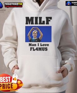 Stylish Official Milf Man I Love Fl4mus Hoodie in black, featuring eye-catching graphics and a comfortable fit.