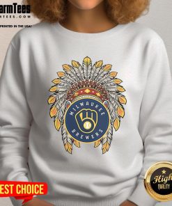 Official Milwaukee Brewers Native American logo sweatshirt featuring bold graphics and a comfortable fit for fans.