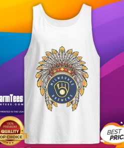 Official Milwaukee Brewers Native American logo tank top showcasing team spirit and unique design for fans.