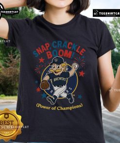 Official Milwaukee Brewers Snap Crackle Boom Power of Champions Independence Day Ladies Tee showcasing team spirit.