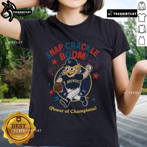 Official Milwaukee Brewers Snap Crackle Boom Power of Champions Independence Day Ladies Tee showcasing team spirit.