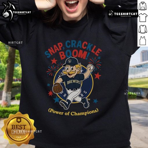 Official Milwaukee Brewers Snap Crackle Boom Independence Day sweatshirt featuring champion graphics and festive design.