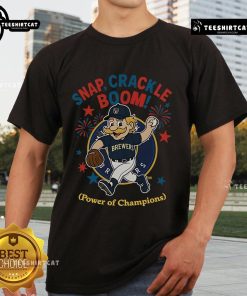 Official Milwaukee Brewers Snap Crackle Boom Independence Day T-Shirt featuring vibrant team colors and festive design.