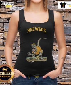 Official Milwaukee Brewers Tiny Turnip Velociraptor tank top featuring a fun dinosaur design for fans.