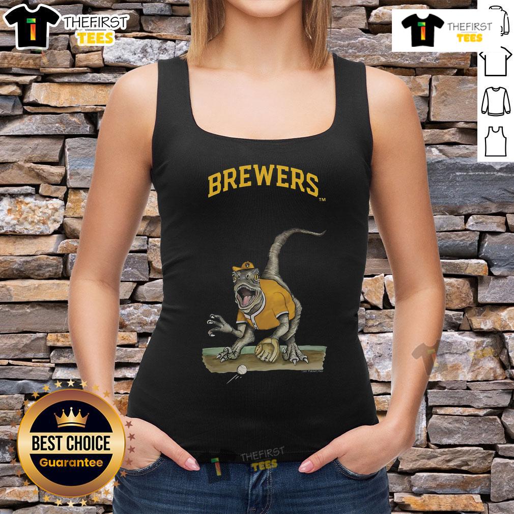 Official Milwaukee Brewers Tiny Turnip Velociraptor Tank Top Official Milwaukee Brewers Tiny Turnip Velociraptor tank top featuring a fun dinosaur design for fans.