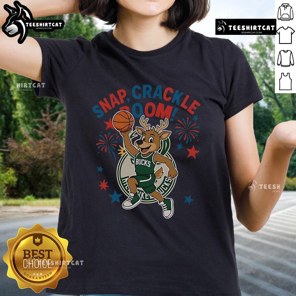 Official Milwaukee Bucks Snap Crackle Boom Power Of Champions Indepencence Day Ladies-Tee Official Milwaukee Bucks Snap Crackle Boom Independence Day Ladies Tee showcasing team pride and festive spirit.