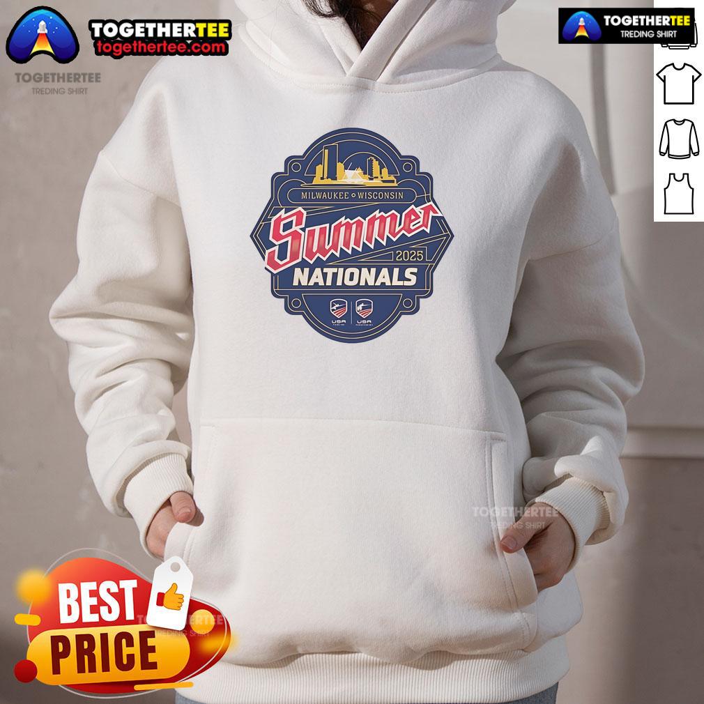 Official Milwaukee Wisconsin Summer Nationals 2025 Logo Hoodie Alt Text: Official Milwaukee Wisconsin Summer Nationals 2025 logo hoodie featuring vibrant design and comfortable fit.