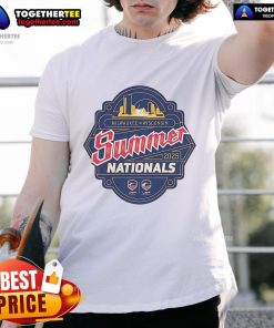 Alt Text: Official Milwaukee Wisconsin Summer Nationals 2025 logo t-shirt featuring vibrant graphics and event details.