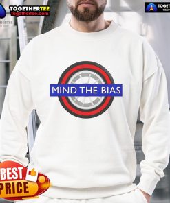 Official Mind The Bias logo sweatshirt featuring a stylish design for promoting awareness and social justice.