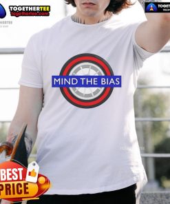 Official Mind The Bias Logo T-Shirt featuring a bold design promoting awareness and inclusivity in a stylish fit.