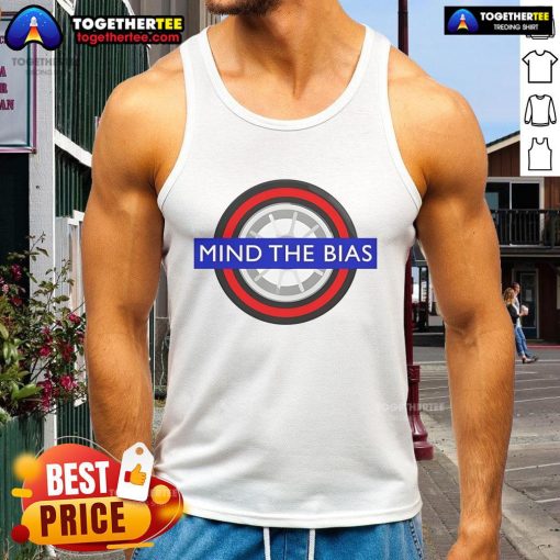 Official Mind The Bias logo tank top featuring a bold design, perfect for promoting awareness and inclusivity.