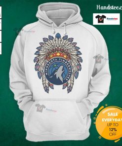 Official Minnesota Timberwolves Native American logo hoodie featuring a vibrant design and comfortable fit.