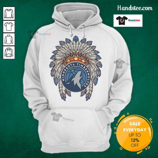 Official Minnesota Timberwolves Native American logo hoodie featuring a vibrant design and comfortable fit.