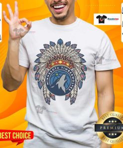 Official Minnesota Timberwolves Native American logo T-shirt featuring vibrant graphics and comfortable fit.