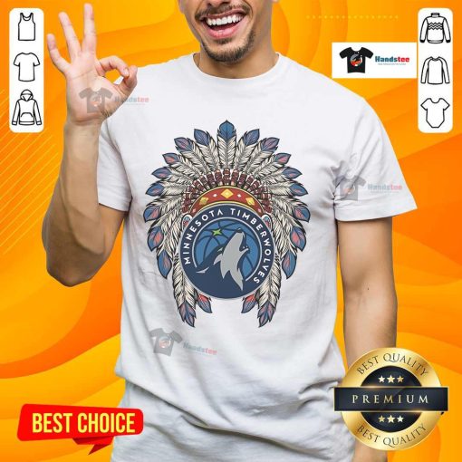 Official Minnesota Timberwolves Native American logo T-shirt featuring vibrant graphics and comfortable fit.