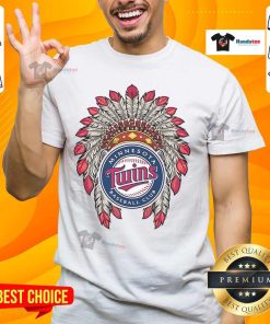 Official Minnesota Twins Native American logo T-shirt featuring vibrant graphics and team colors for fans.