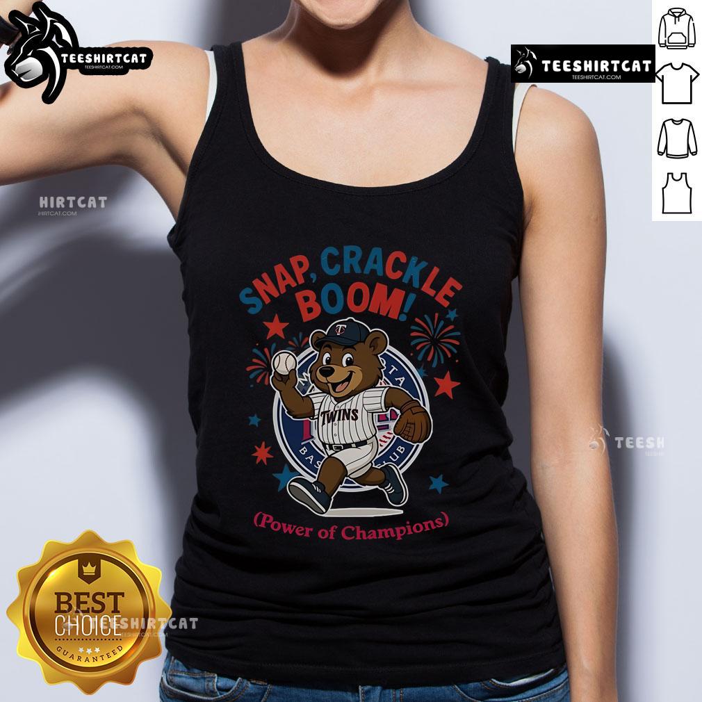 Official Minnesota Twins Snap Crackle Boom Power Of Champions Indepencence Day Tank Top Official Minnesota Twins Snap Crackle Boom Independence Day tank top showcasing team spirit and festive design.