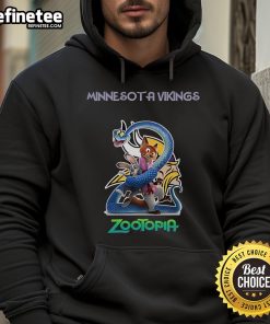 Official Minnesota Vikings Zootopia 2 hoodie featuring vibrant graphics and cozy design for fans and collectors.