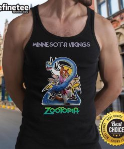 Official Minnesota Vikings Zootopia 2 tank top featuring vibrant graphics and team colors, perfect for fans and casual wear.