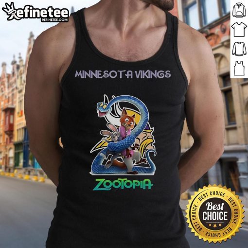Official Minnesota Vikings Zootopia 2 tank top featuring vibrant graphics and team colors, perfect for fans and casual wear.