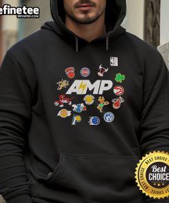 Official Mitchell & Ness NBA AMP Hoodie in black, featuring team logo and stylish design for basketball fans.