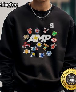 Alt Text: Official Mitchell & Ness NBA AMP Sweatshirt featuring a stylish design, perfect for basketball fans and casual wear.