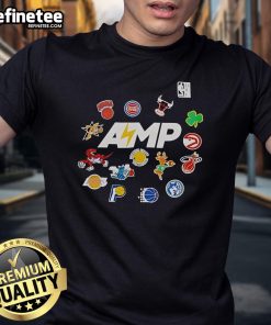Official Mitchell Ness NBA Amp T-Shirt featuring a stylish design and vibrant team colors, perfect for basketball fans.