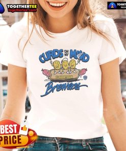Official MLB X Flavortown Milwaukee Brewers Curds On My Mind Ladies Tee featuring vibrant team colors and stylish design.