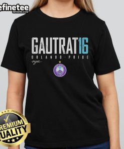 Official Morgan Gautrat Orlando Pride Elite 16 Ladies Tee featuring vibrant colors and stylish design for fans.