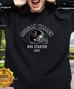 Official Morgan Wallen x Houston Texans NRG Stadium 2025 Tour sweatshirt featuring bold graphics and team colors.